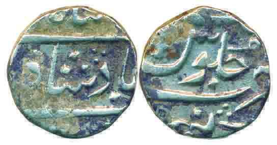 Sankheda Mint, Silver Rupee, 11.29g, in the name of Shah Alam II. Fine+, scarce.
