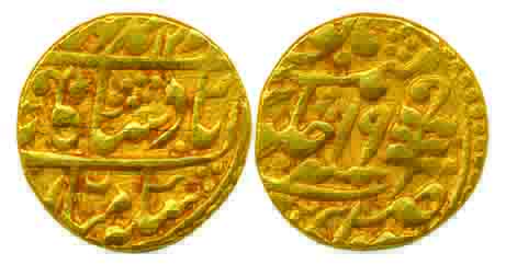 Ram Singh, Gold Mohur, 10.86g, Sawai Jaipur Mint, in name of Bahadur Shah II ‘Zafar’, AH 1