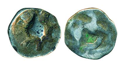 Punch-marked Coin, Vajji janapada, 575-450 BC, Silver Mashaka, weight standard, 0.17g, Sin