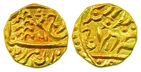 Umaid Singh, Gold Mohur, 11.02g, Jodhpur Mint ?, with name of George VI, Obv: ‘George’ and