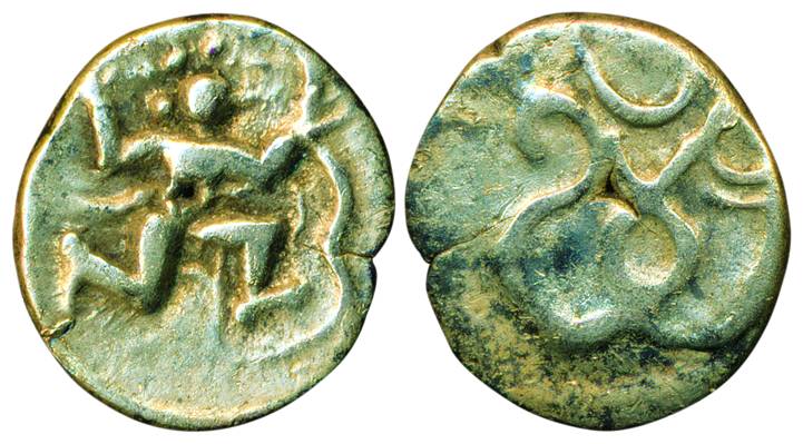 Vijayanagar, Local coinage of Wai (Satara region), Silver Tara, 0.29g, Obv. Garuda with lo