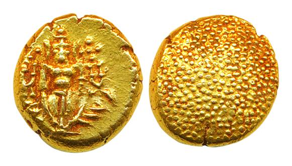 Indo Dutch, Gold Pagoda, ND, Porto Nova, Obv: Lord Balaji, Rev: Granulated field. Extra fi