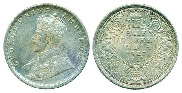 George V, Silver ½ Rupee, 1927, Calcutta Mint (Pr# 530). Brilliant uncirculated , scarce.