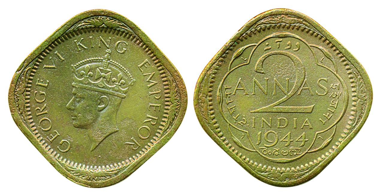 George VI, Bronze 2 Annas, 1944, Lahore Mint (Pr# 908). Extra fine+, scarce.