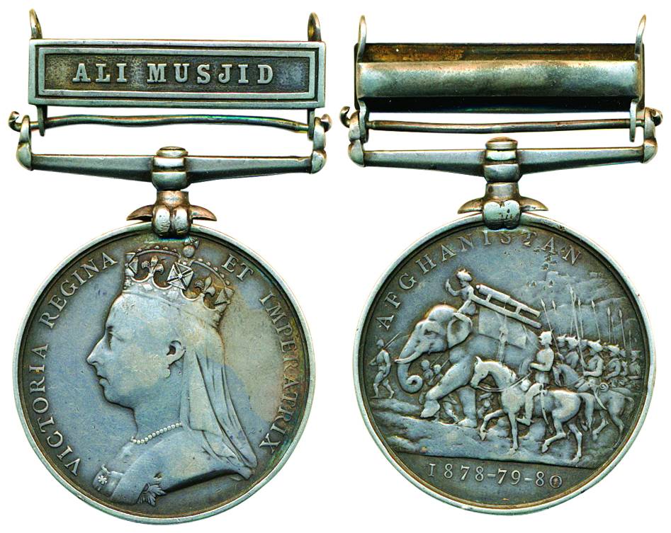 Victoria Medal, Afghanistan, Silver, 37.57g, 1878, Obv: bust of the empress, Rev: battle s
