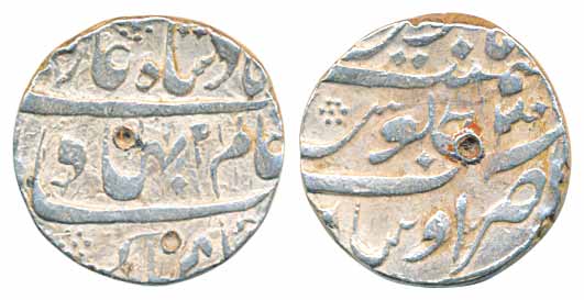 Shah Alam I, Silver Rupee, 11.45g, Ausa Mint, RY 3 (KM# 348.10). Very fine,probably unpubl
