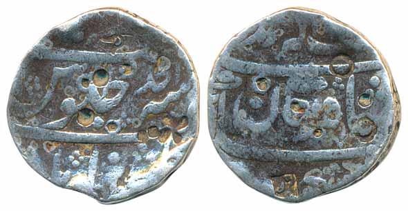 Muhammad shah, Silver Rupee, Gulshanabad Mint, Ba Lutf Allah couplet, RY Ahad. Shroff mark