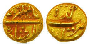 Alamgir II, Gold Pagoda, 3.34g, Imtiyazgarh Mint, mint name in two lines (KM# 468.1). Abou