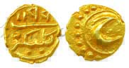 Tipu Sultan, Gold Fanam,0.38g, kalikut Mint, AH 1199. Extremely fine, scares.