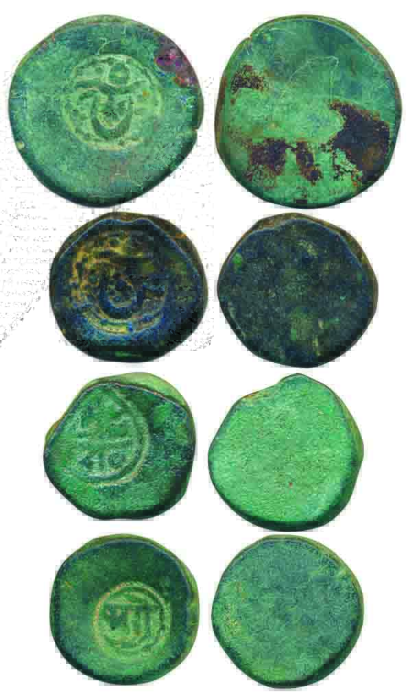 Anonymous, CopperPaisa(4), Uniface, 14.94g, 15.22g, 13.79g, 12.76g, different varieties. V