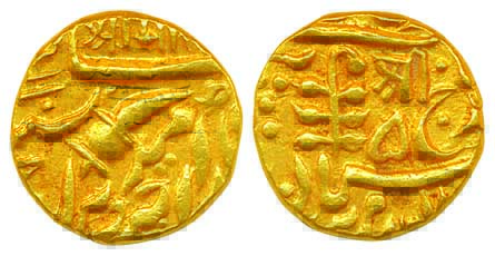 Umaid Singh, Gold Mohur, 10.97g, with the name of George V, Obv: ‘Shri Mataji’ in nagari, 
