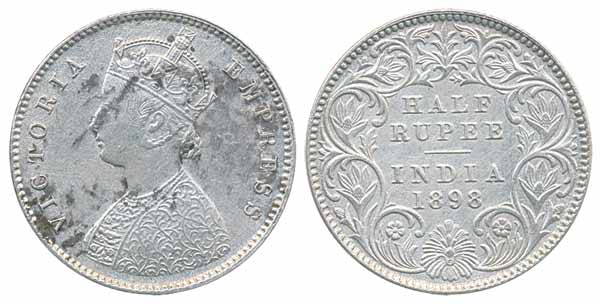 Victoria Empress, Silver ½ Rupee, 1898, Calcutta Mint, A/I (Prid# 281). Extremely fine, ra