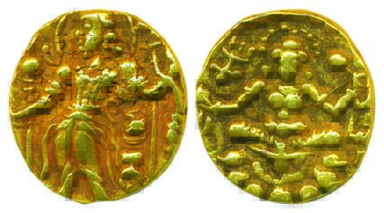 Chandragupta II, Gold Dinar, 7.87g, Archer Type, Class 2, Variety E-A whip or hunter on th