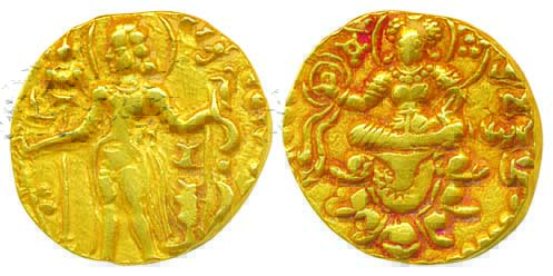 Chandragupta II, Gold Dinar, 8.17g, Archer Type, Class 2, Variety E, A whip or hunter on t