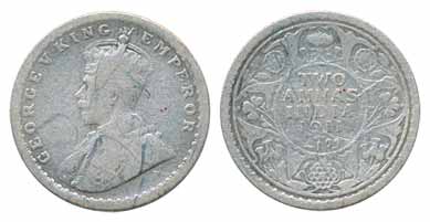 George V, Silver 2 Anna, 1911, Calcutta Mint (Prid# 564). Fine+, scarce.