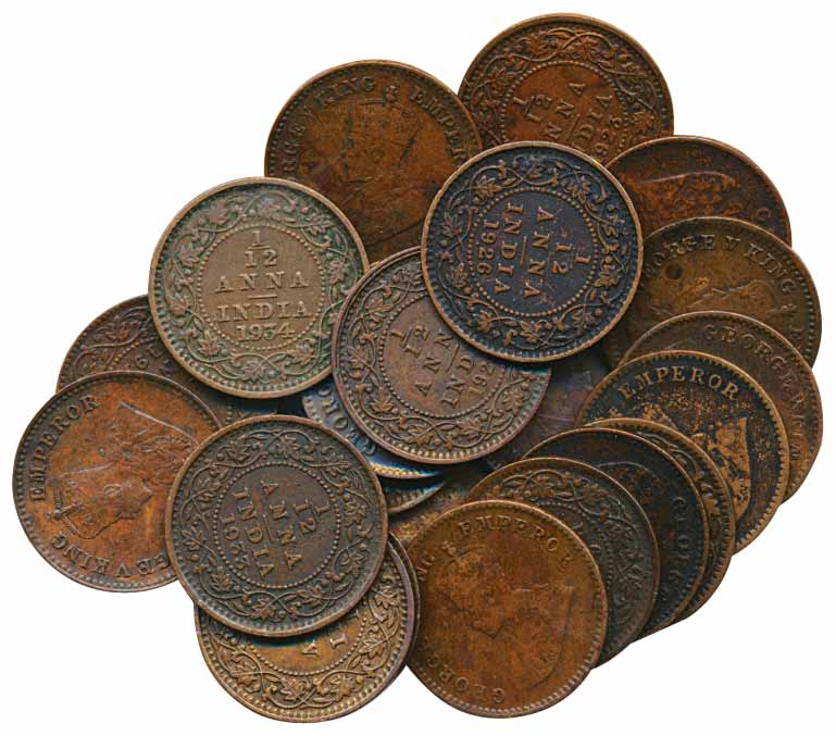 Gorge V, Copper 1/12Anna (22), AD 1912, 1913, 1914, 1915, 1916, 1917, 1918, 1919, 1920, 19