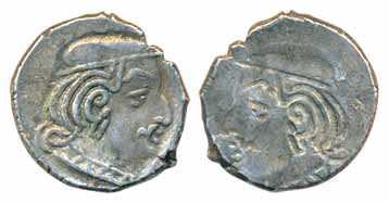 Western Kshatrapas, Silver Drachma,2.16g, Obv: bust, Rev: Brockage, nice deep and complete