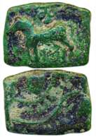 Malayaman,Copper, 3.79g, Obv: Horse facing left, Rev: Map showing narrow river with fishes