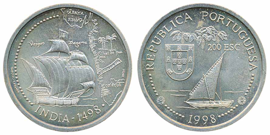 Portugal, Cupro Nickle, 200 excudos, 21.22g, Discovery of India issue-400 th Anniversary 1