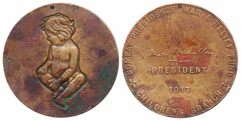 Medal Copper, 1917, Bombay Presidency War &amp; Relief Fund, Childern’s Branch. Very fine,