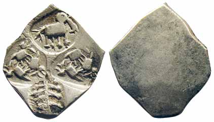 Punch Marked Coin, Asmaka Janpada,Kukdi River Basin (Junnar type), Silver 1.52 g, ABCC con