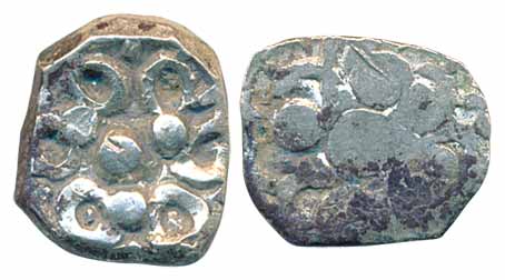 Punch Marked Coin, Malla Janpada, Silver, 1.99g, Single symbol. Geometric design. (Rajgor 