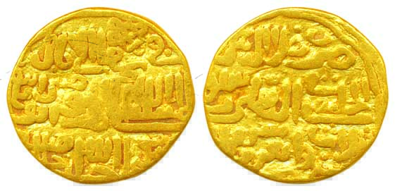 Muhammad bin Tughluq, Gold Tanka, 10.84g, in the names of Abbasid Caliphs (G&G# D427). Fin