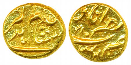 Aurangzeb, Gold ½ Pagoda, 1.67g, Nasirabad Mint (KM# 325.1). Cleaned very fine, very rare.