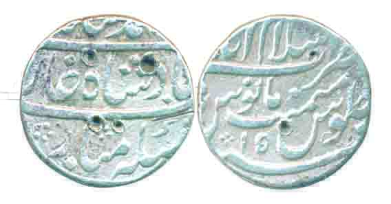 Muhammad Shah, Silver Rupee, 11.31g, Islamabad Mint, RY 15 (KM# 436.28). Mint name on top 