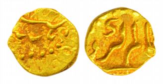 Alamgir II, Gold ½ Fanam, 0.19g, Hoskote? Mint. Very fine, rare.