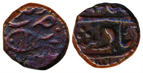 Shah Alam II, Copper Paisa, 8.82g, Akbarabad Mint, fish mint mark. About very fine, scarce
