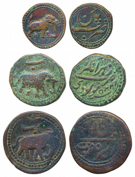 Tipu Sultan, Copper (3), Paisa (2) of Patan & Nagar Mint & ½ Paisa of Patan Mint. Very fin