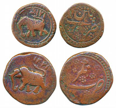 Tipu Sultan, Copper (2), Paisa 11.07g, Nagar Mint AM 1221, retrograde date (KM# 103.10) an
