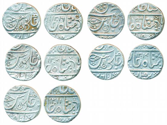 Silver Rupees (5), Maheshwar Mint, in the name of Shah Alam II, AH 1203, 1207, 1211, 1216 