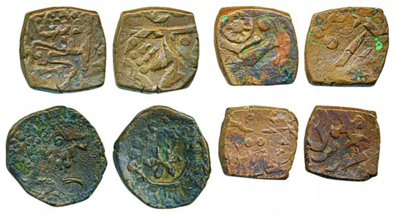 Gopal Singh, Copper Paisa (4), 10.43g, 12.85g, 10g, 11.10g, all different coins. Fine to v