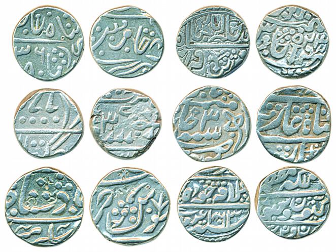 Mixed lot of Silver Rupees (6), various type. Very fine to very fine+. 6 coins.