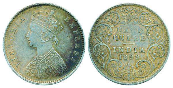 Victoria Empress, Silver ½ Rupee, 1899. Very fine, scarce.