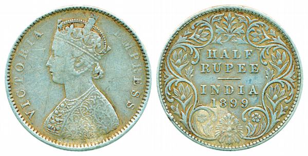 Victoria Empress, Silver ½ Rupee, 1899. Very fine, scarce.