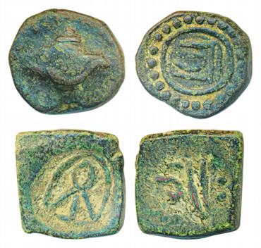 Chudasama, Copper (2), 2.57g, 2.54g, Sri in Devnagari on obv. Very fine, scarce. 2 coins.