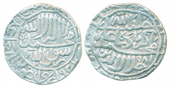 Akbar, Silver Rupee, 11.37g, Ahmedabad Mint (off flan), AH 981 (KM# A80.2). Very fine, sca