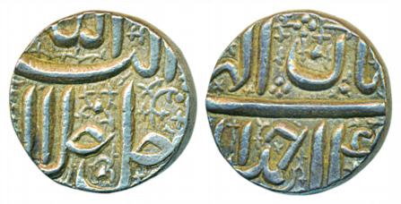 Akbar, Silver ½ Rupee, 5.73g, Ahmedabad Mint, Ilahi month Aban (KM# 66.1). Very fine+, sca