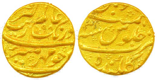 Aurangzeb, Gold Mohur, 10.91g, Gulkanda Mint, AH 1098/ RY 31(KM# 315.18). Complete mint na