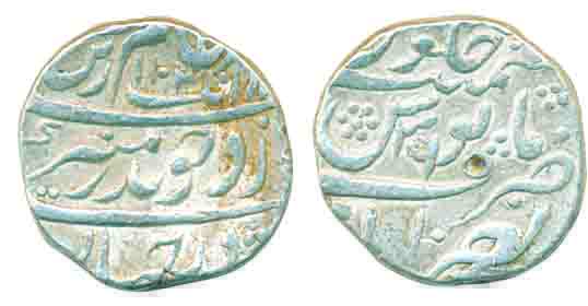 Aurangzeb, Silver Rupee, 11.50g, Nasirabad (Dharwad) Mint, AH 1102/ RY 36 (KM# 300.67). Ve