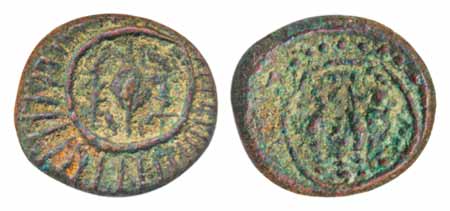 Vishnukundin, Copper base alloy Unit, 3.69g, bull to right on obv., conch shell between tw