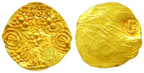 Chalukyas of Kalyana, Jayasimha II Jagadekamalla, Gold Varaha, 3.43g, Punch-marked type, O