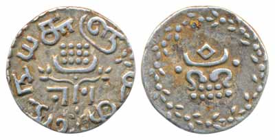 Rama Varma IV, Silver Velli Fanam, dump series, ND (KM# 22). About extremely fine, rare.