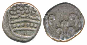 Silver Fanon, 1.40g, Obv: pearled crown, Rev: 5 fleur-de-lis, ND (1760) uncleaned. Very fi