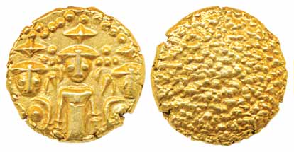 3 Swami Gold Pagoda, 3.36g, Lord Tirupati Balaji in the centre with his consorts Shri Devi