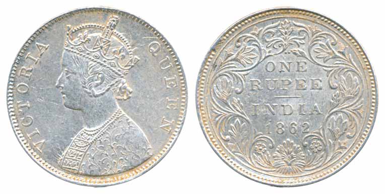 Victoria Queen, Silver Rupee, 1862, B/II/2/0. Extremely fine, scarce.