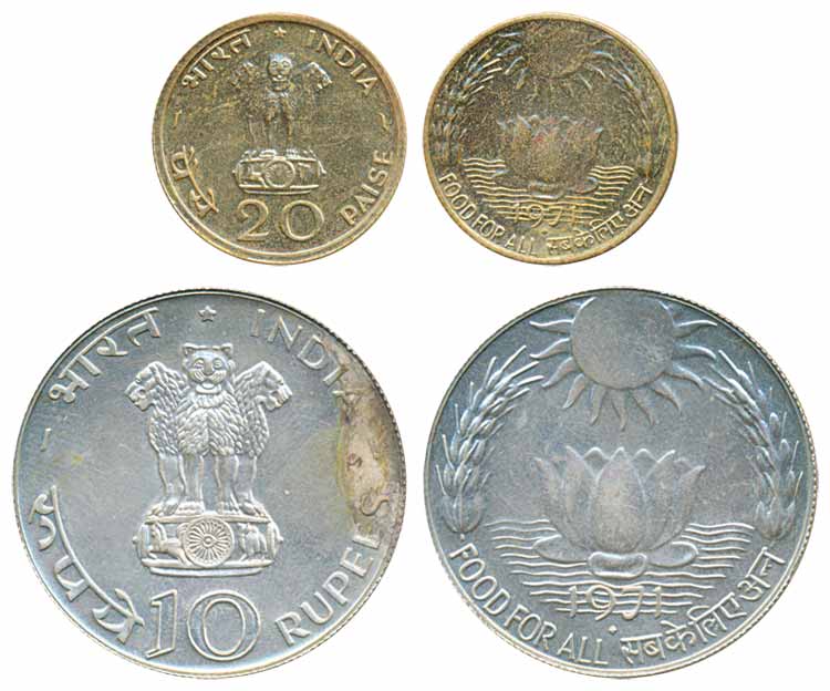1971, Proof, Rupees 10 & 20 Paisa. Scarce.